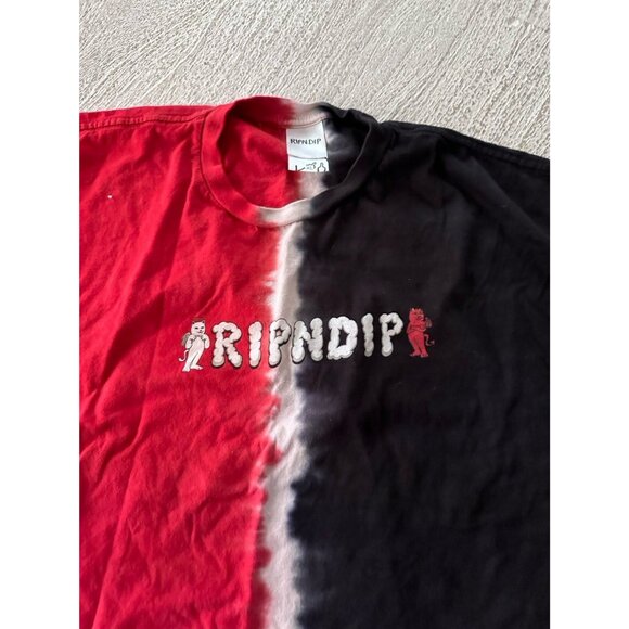 Ripndip Angel and Devil red black split tir-dye T-Shirt xl - Picture 2 of 3